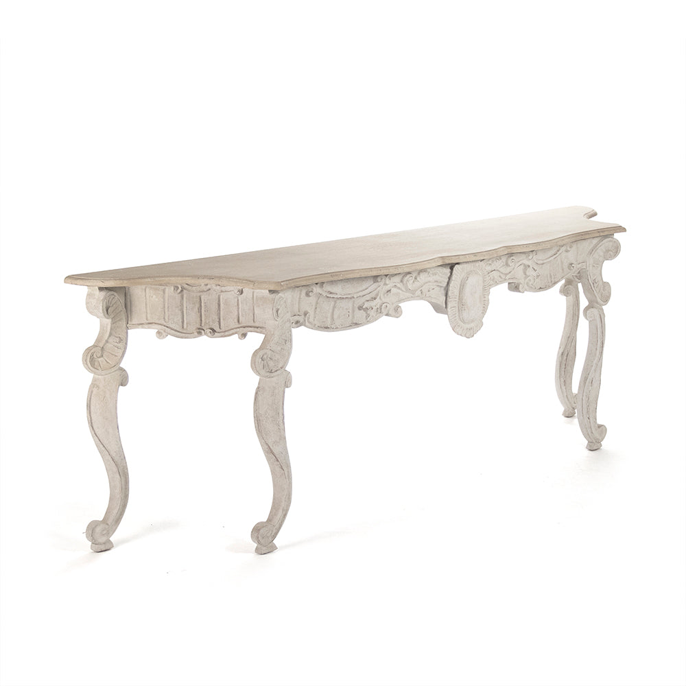 Abraham Rococo Carved Console Table, studio photo 1 of 3 on a white background