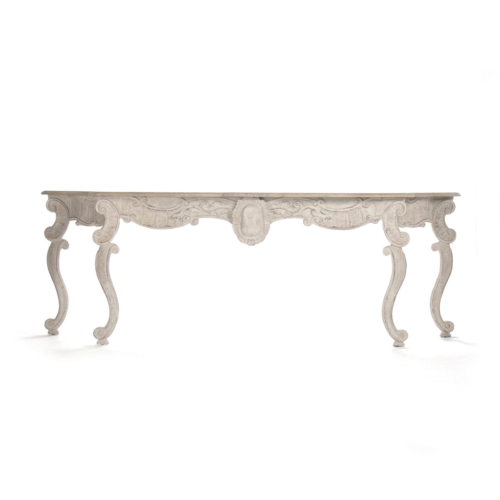 Abraham Rococo Carved Console Table, studio photo 2 of 3 on a white background