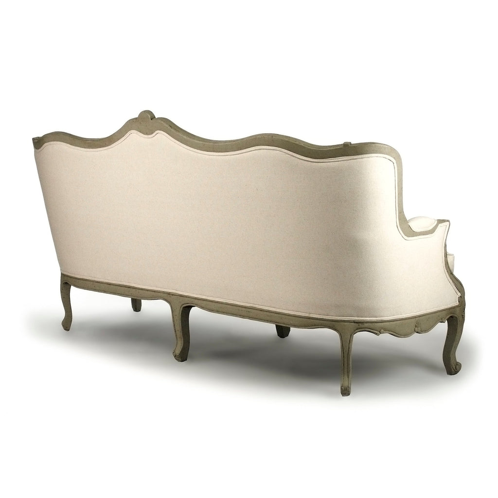Adele Carved French Cotton Sofa, studio photo 3 of 3 on a white background