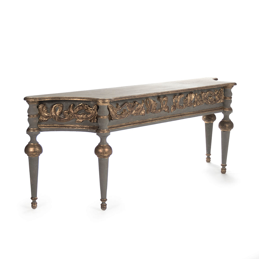 Adrian Neoclassical Carved Birch Console, studio photo 1 of 2 on a white background