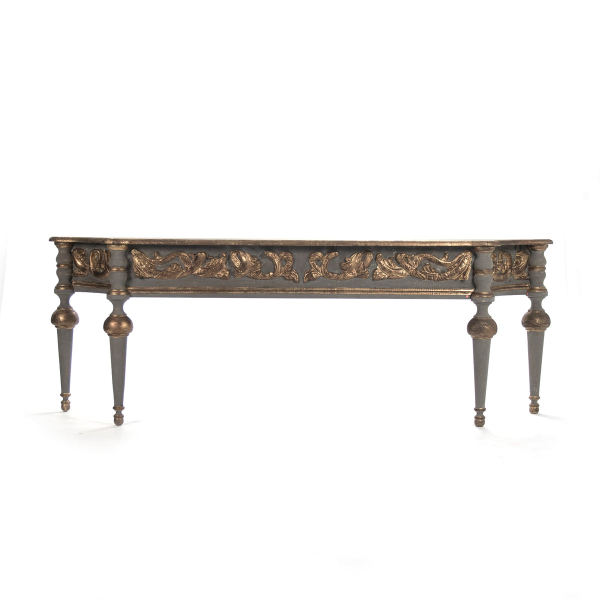 Adrian Neoclassical Carved Birch Console, studio photo 2 of 2 on a white background, front view