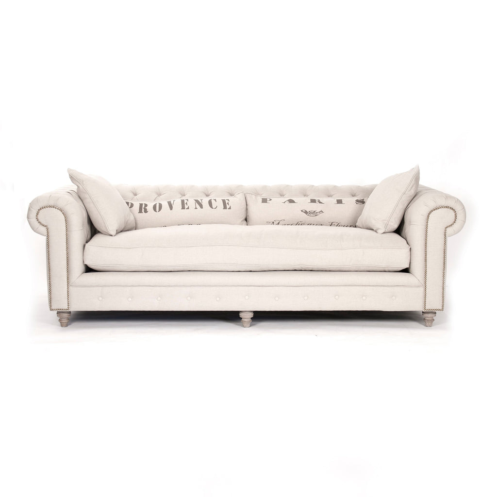 Alaine French Linen Chesterfield Sofa, studio photo 1 of 3 on a white background