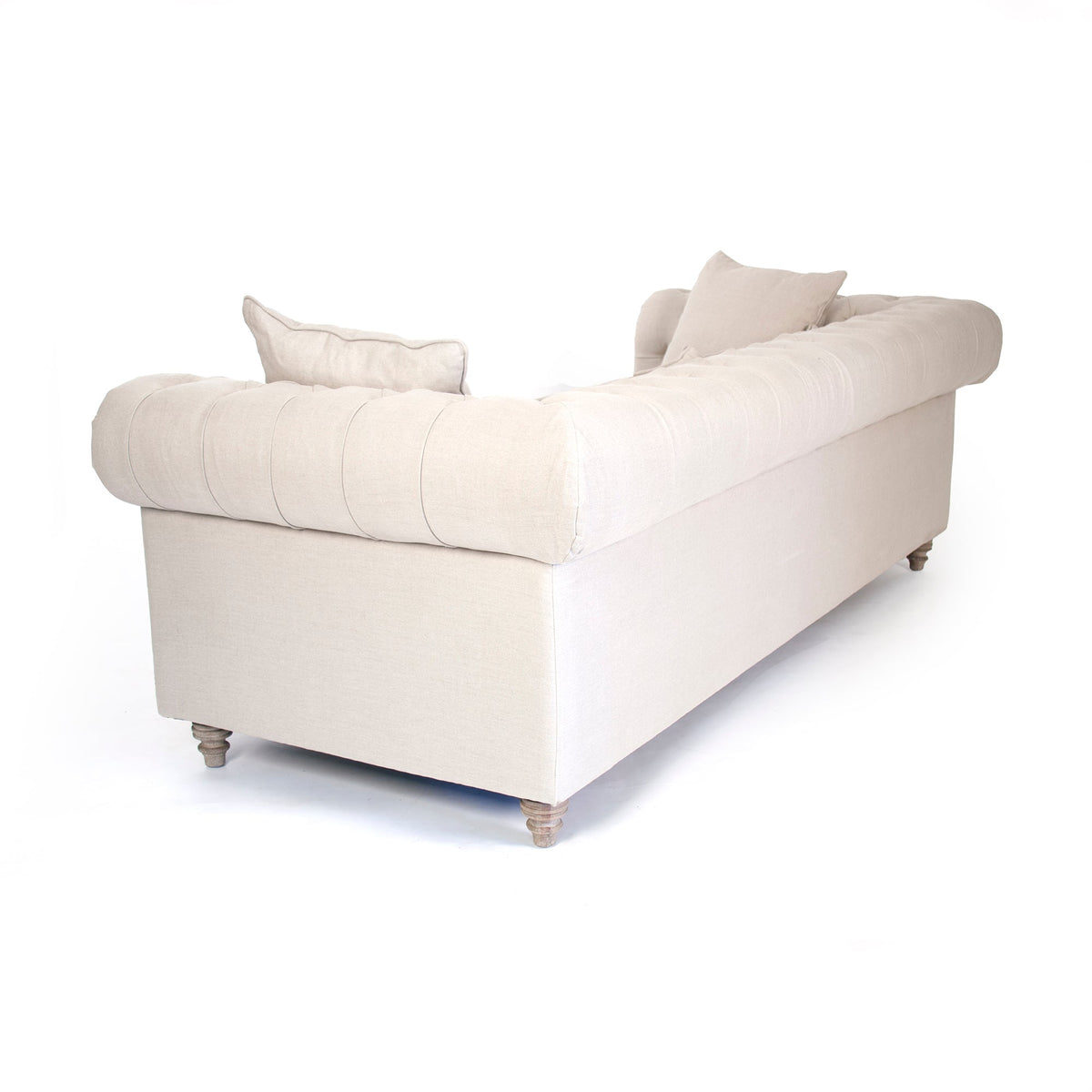 Alaine French Linen Chesterfield Sofa, studio photo 3 of 3 on a white background
