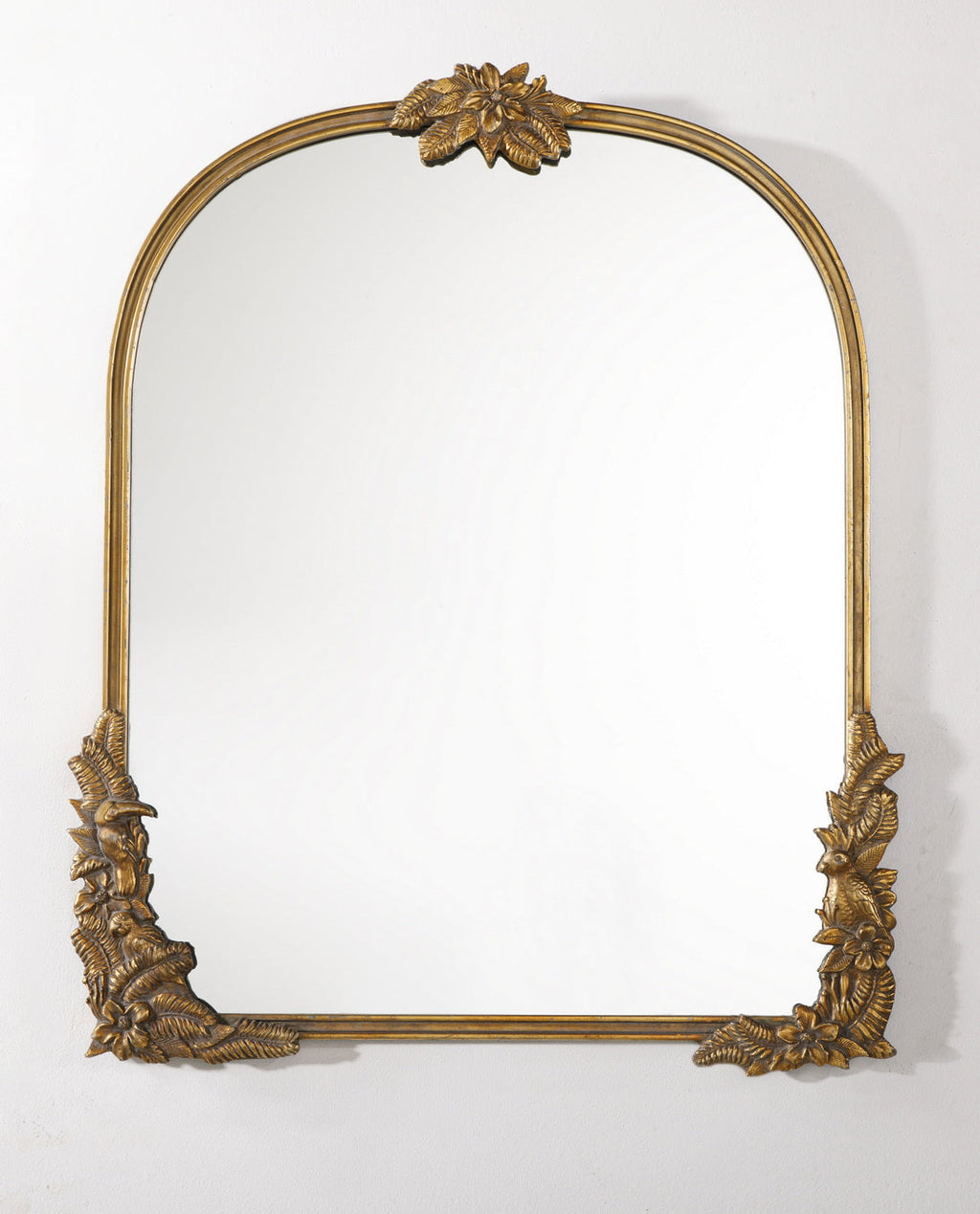 Amelie French Aged Gold Metal Arch Wall Mirror in Aged Gold, studio photo 2 of 2 on a white background