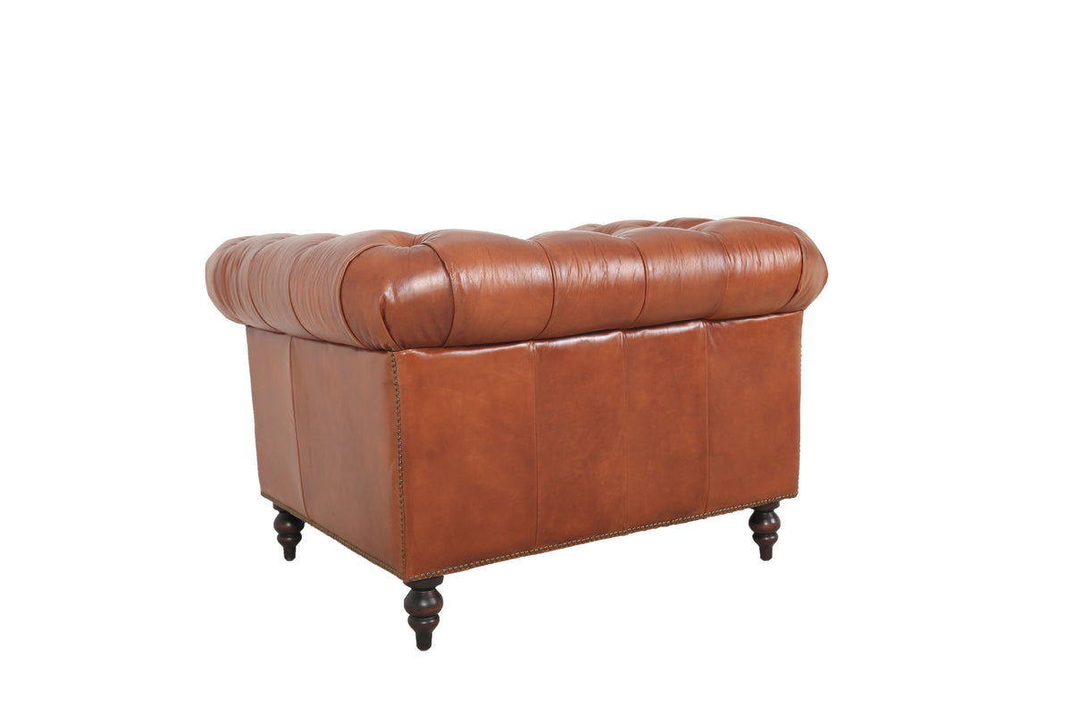 Arthur Chesterfield Leather Arm Chair, studio photo 5 of 5 on a white background