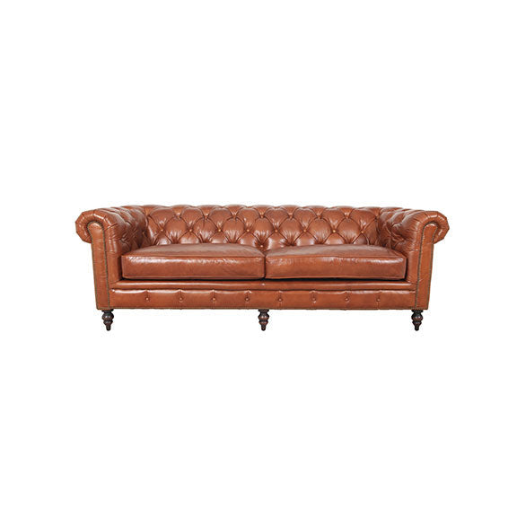 Arthur Chesterfield Leather Sofa, studio photo 2 of 4 on a white background