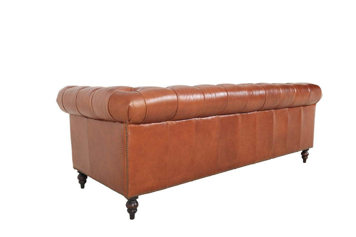 Arthur Chesterfield Leather Sofa, studio photo 4 of 4 on a white background