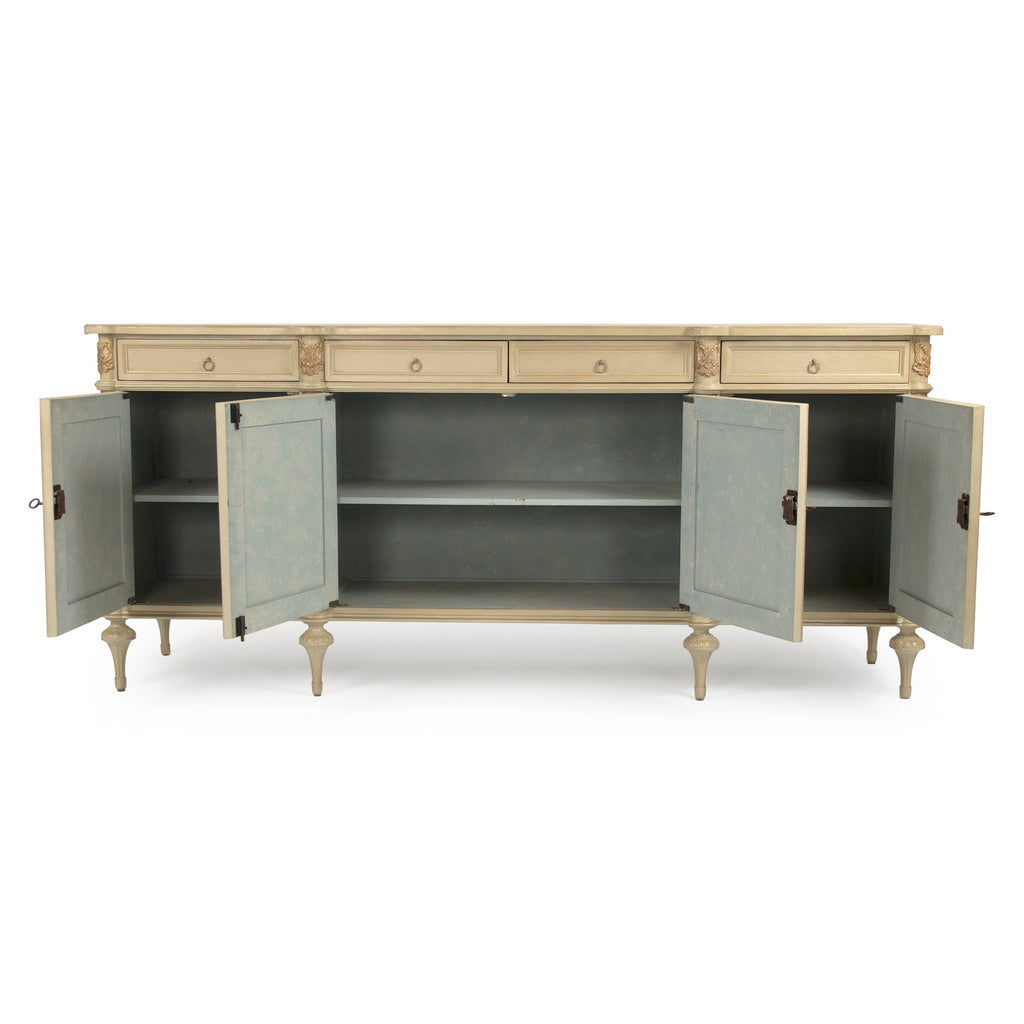 Astor French Painted Birch Buffet in Cream, studio photo 3 of 5 on a white background