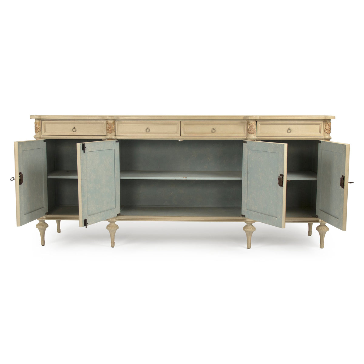 Astor French Painted Birch Buffet in Cream, studio photo 3 of 5 on a white background