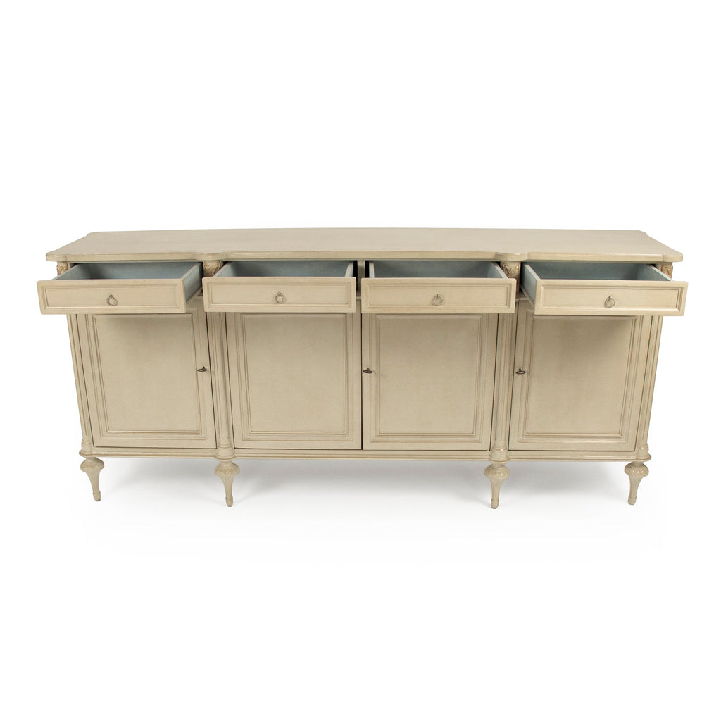 Astor French Painted Birch Buffet in Cream, studio photo 4 of 5 on a white background