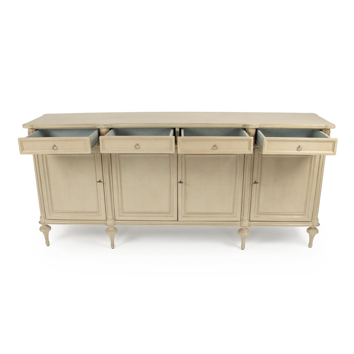 Astor French Painted Birch Buffet in Cream, studio photo 4 of 5 on a white background
