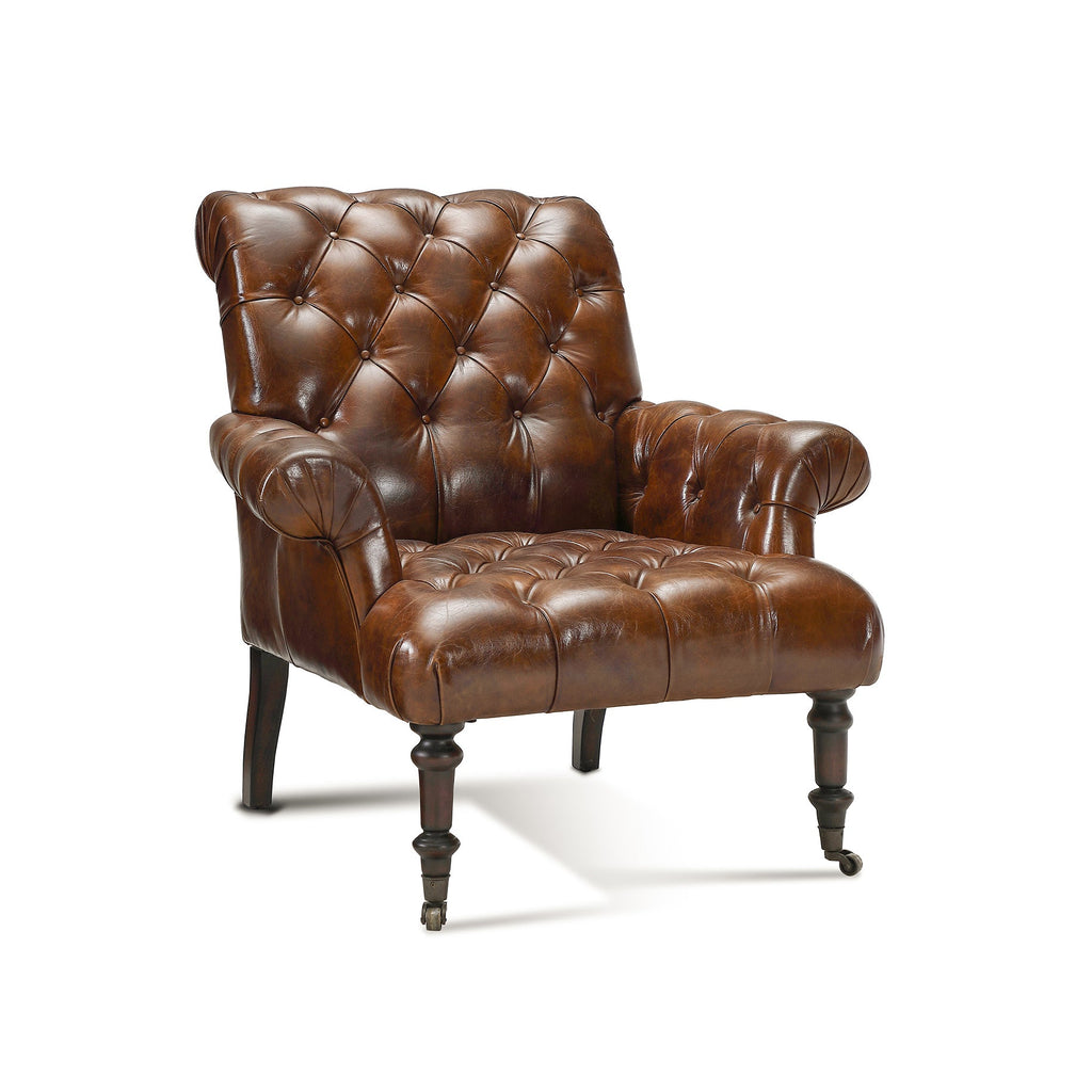 Austin Tufted Leather Armchair, studio photo 1 of 5 on a white background