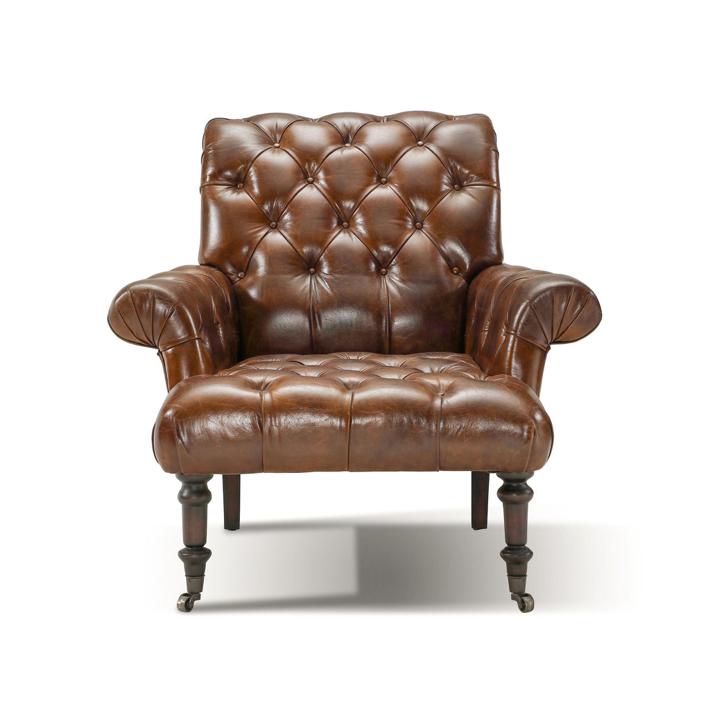 Austin Tufted Leather Armchair, studio photo 2 of 5 on a white background