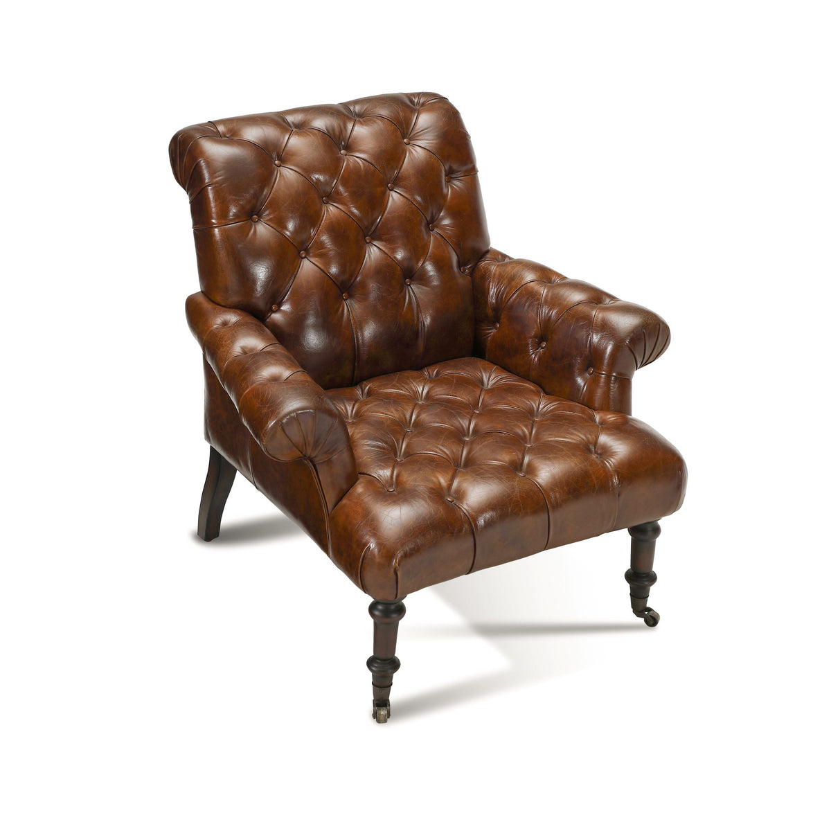 Austin Tufted Leather Armchair, studio photo 3 of 5 on a white background