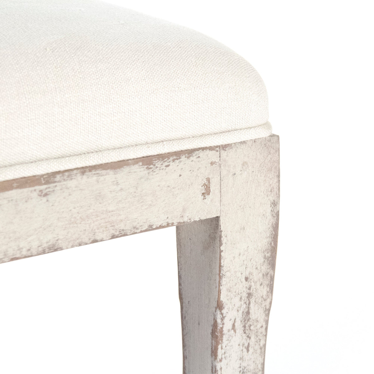 Ayer Klismos Carved Wood Side Chair in Off-White Cotton, Birch, studio photo 4 of 4 on a white background