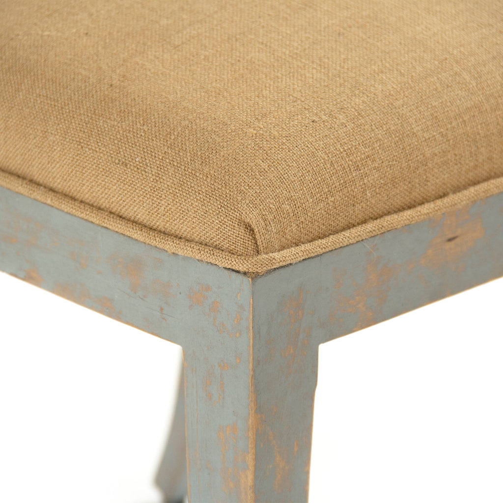 Ayer Klismos Carved Wood Side Chair in Tan Mixed Linen Cotton, Birch, studio photo 4 of 4 on a white background