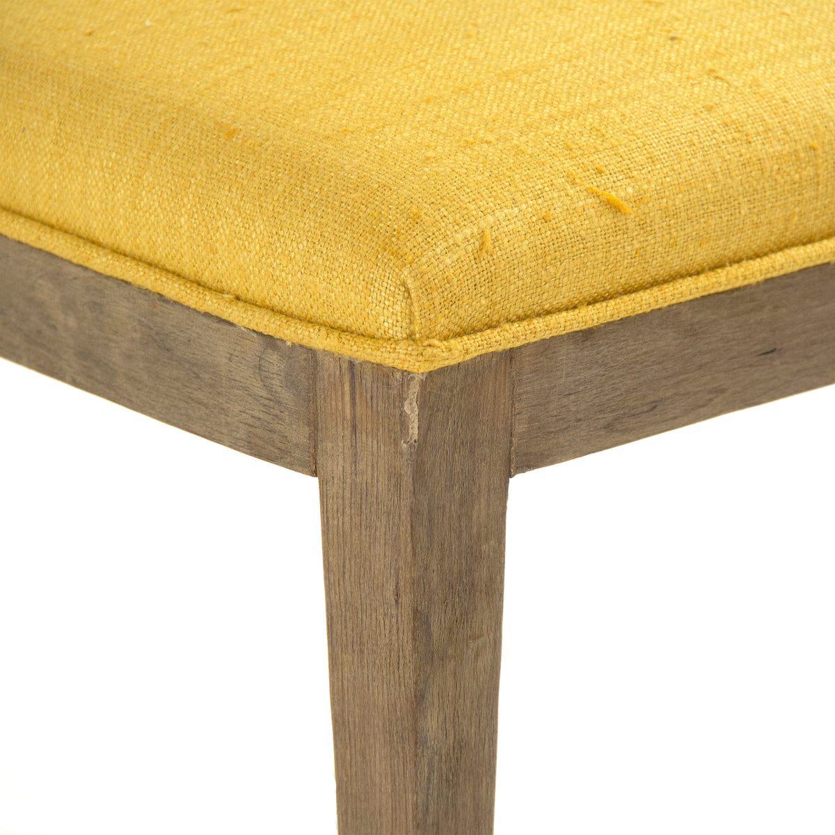 Ayer Klismos Carved Wood Side Chair in Yellow Raw Silk, Elm, studio photo 3 of 3 on a white background