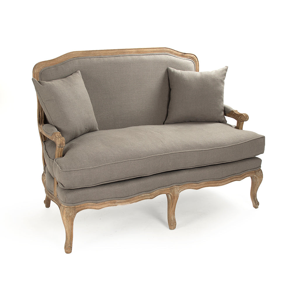 Bastille French Linen Settee, studio photo 1 of 3 on a white background