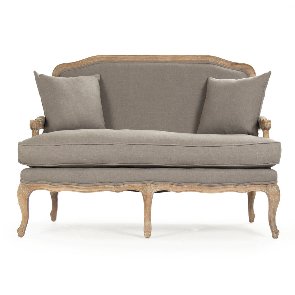 Bastille French Linen Settee, studio photo 2 of 3 on a white background