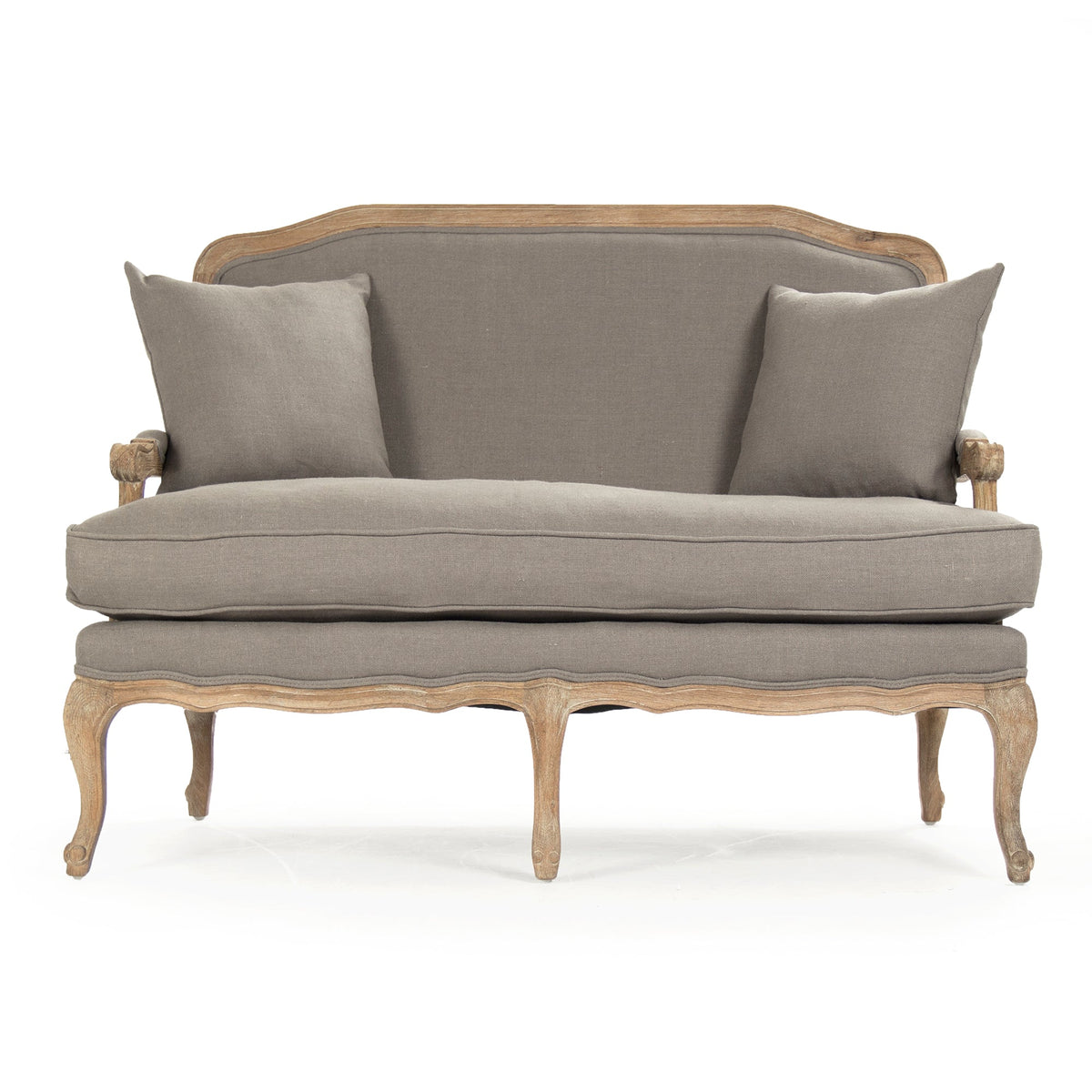 Bastille French Linen Settee, studio photo 2 of 3 on a white background