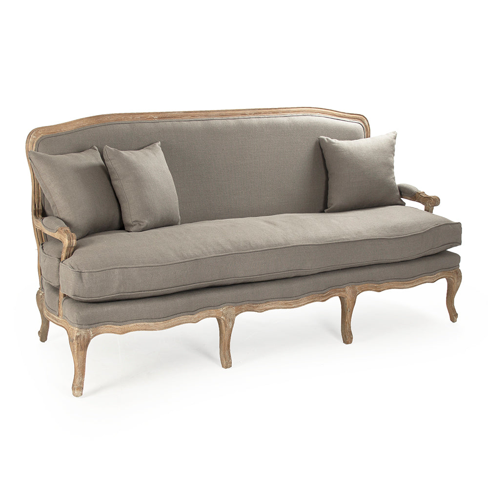 Bastille French Linen Sofa, studio photo 1 of 3 on a white background