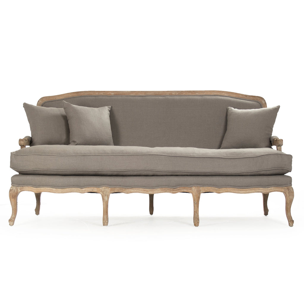 Bastille French Linen Sofa, studio photo 2 of 3 on a white background