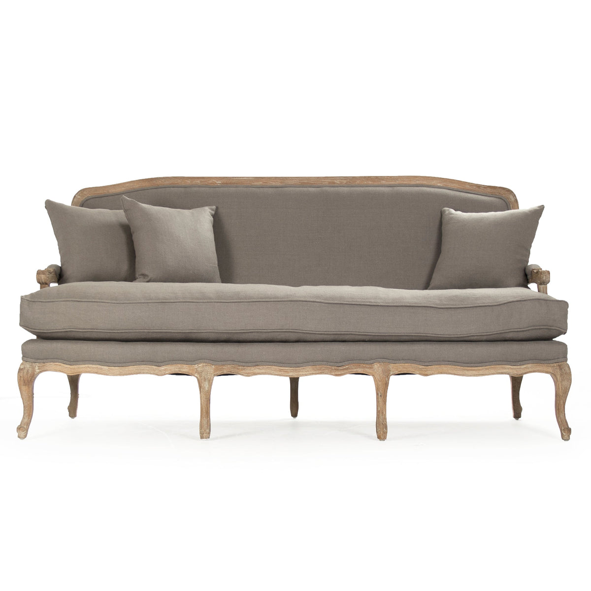 Bastille French Linen Sofa, studio photo 2 of 3 on a white background