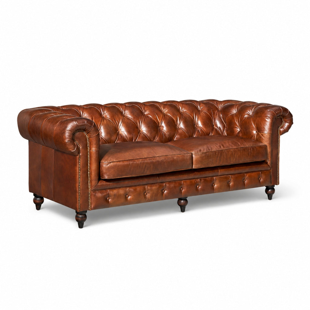 Bromley Chesterfield Leather Sofa, studio photo 2 of 5 on a white background