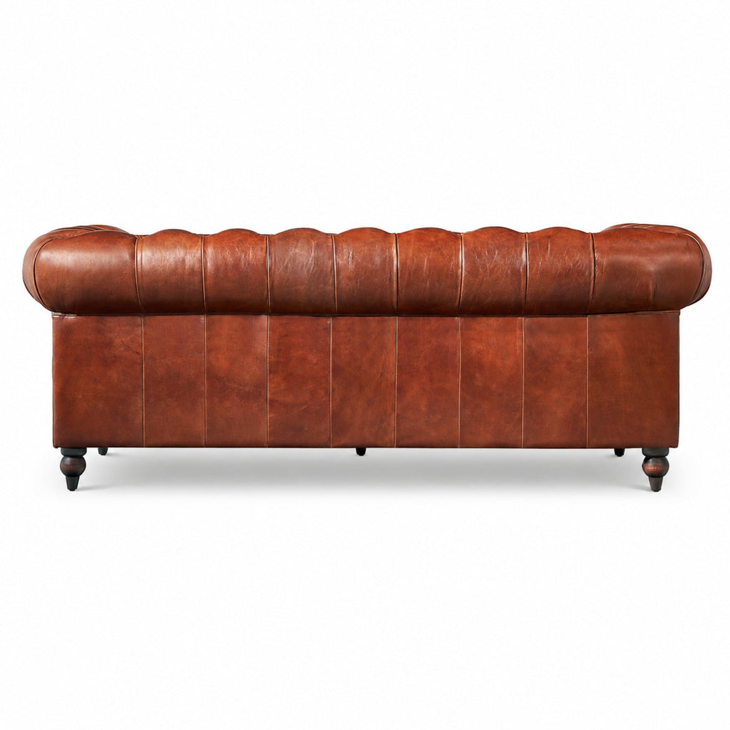 Bromley Chesterfield Leather Sofa, studio photo 4 of 5 on a white background