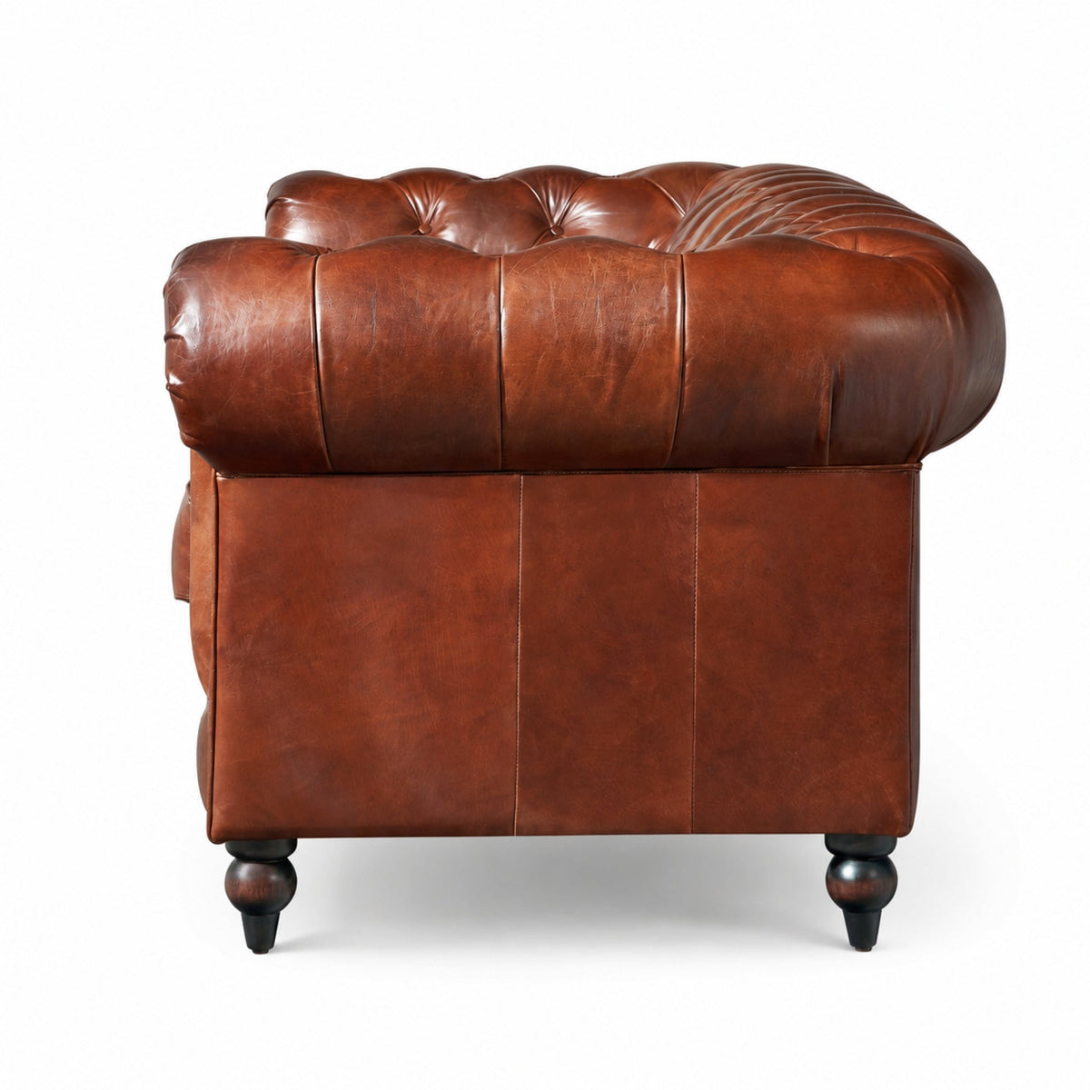 Bromley Chesterfield Leather Sofa, studio photo 5 of 5 on a white background