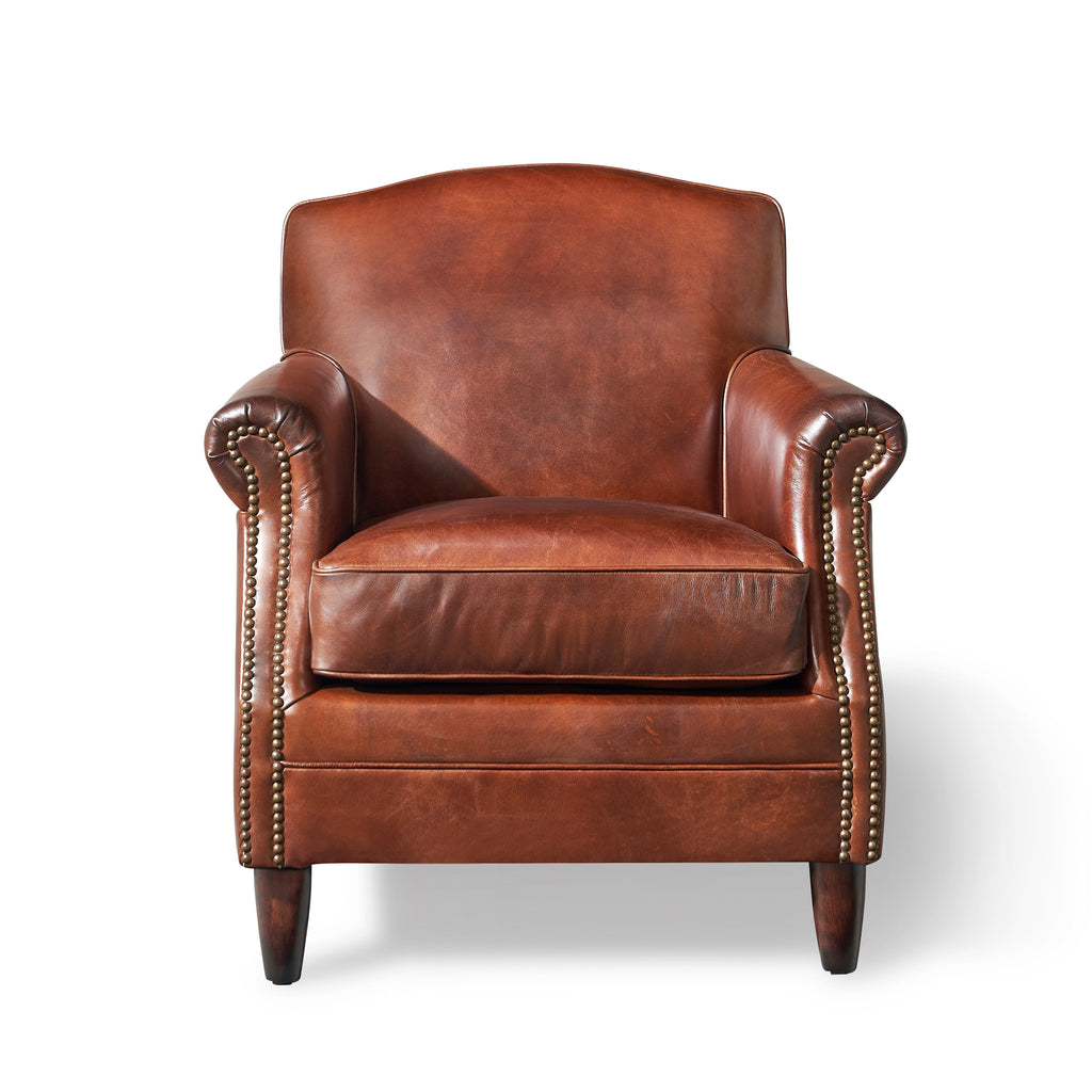 Bromwell Classic Top-Grain Leather Club Chair, studio photo 1 of 5 on a white background