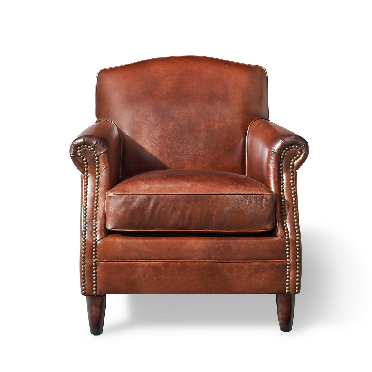 Bromwell Classic Top-Grain Leather Club Chair, studio photo 1 of 5 on a white background