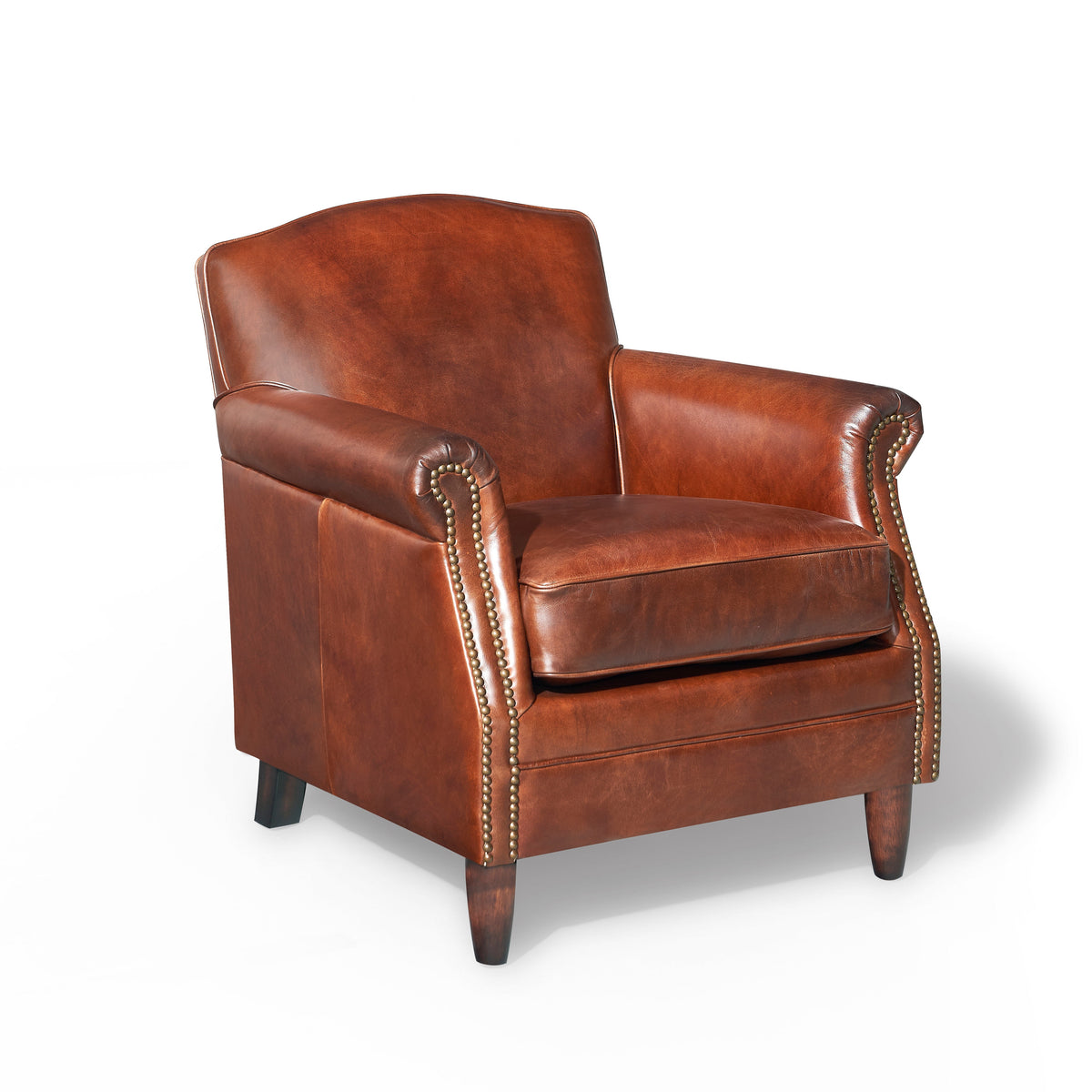 Bromwell Classic Top-Grain Leather Club Chair, studio photo 2 of 5 on a white background
