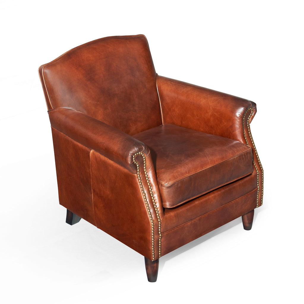 Bromwell Classic Top-Grain Leather Club Chair, studio photo 3 of 5 on a white background