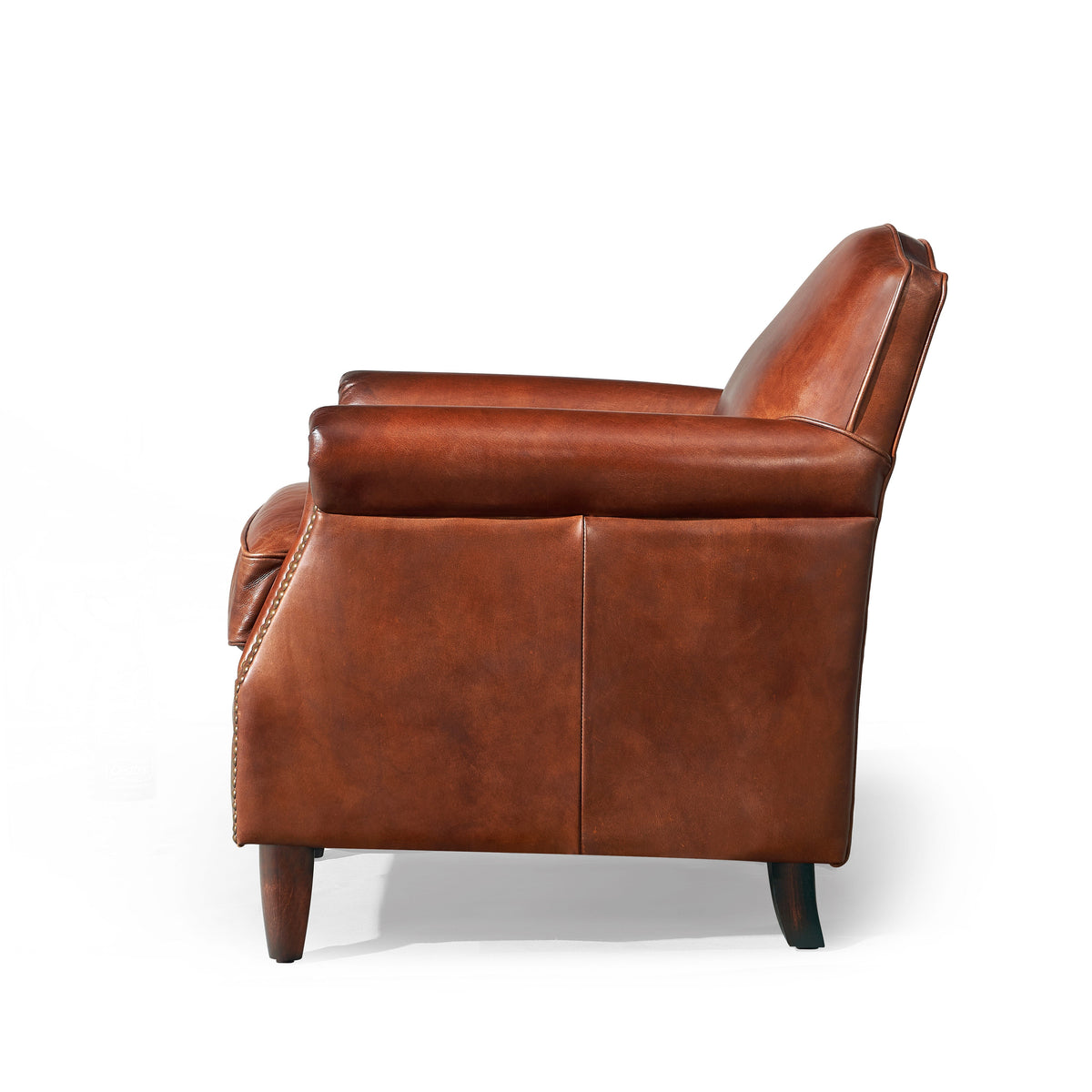 Bromwell Classic Top-Grain Leather Club Chair, studio photo 4 of 5 on a white background