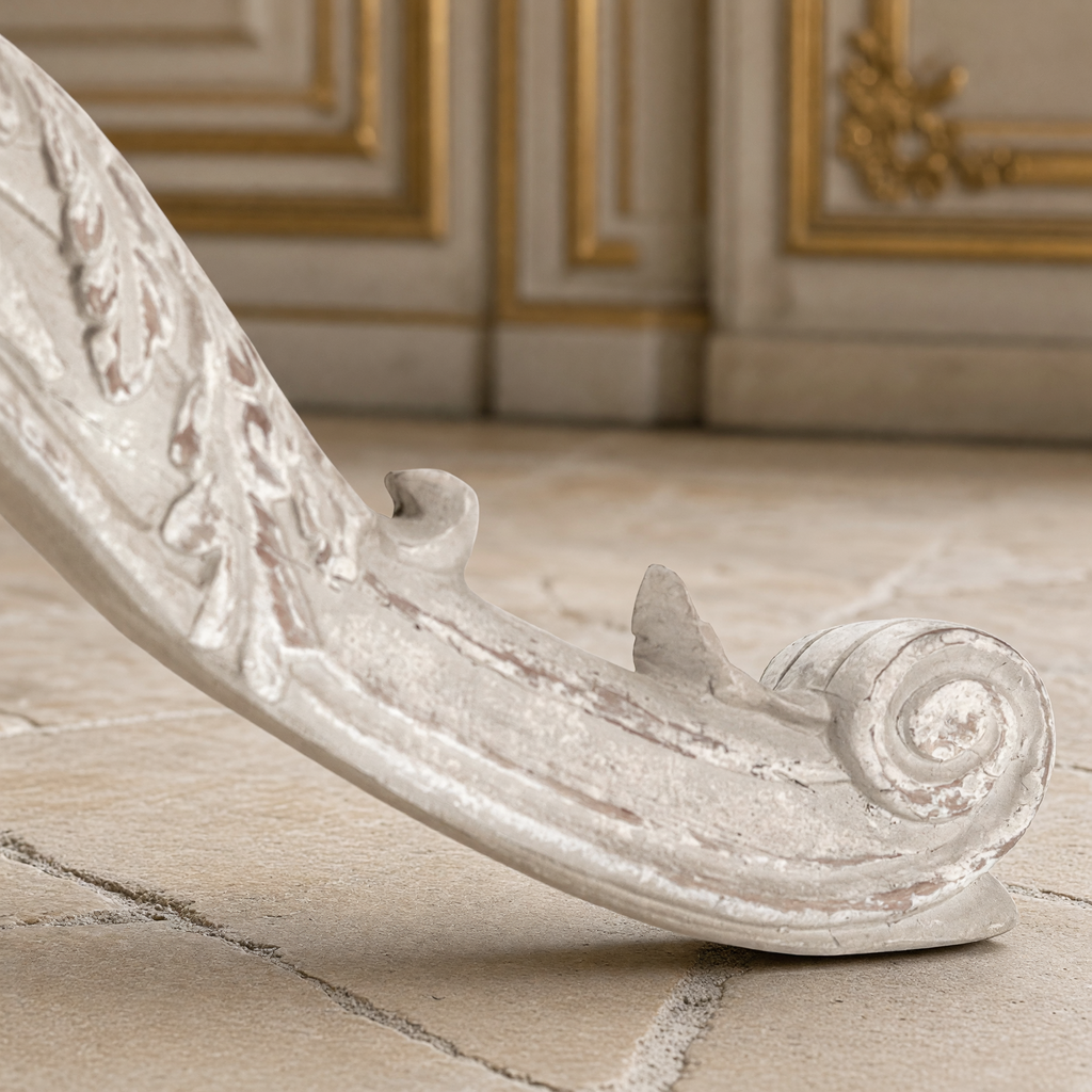 Detail of a carved acanthus scroll foot of the Chandler pedestal table