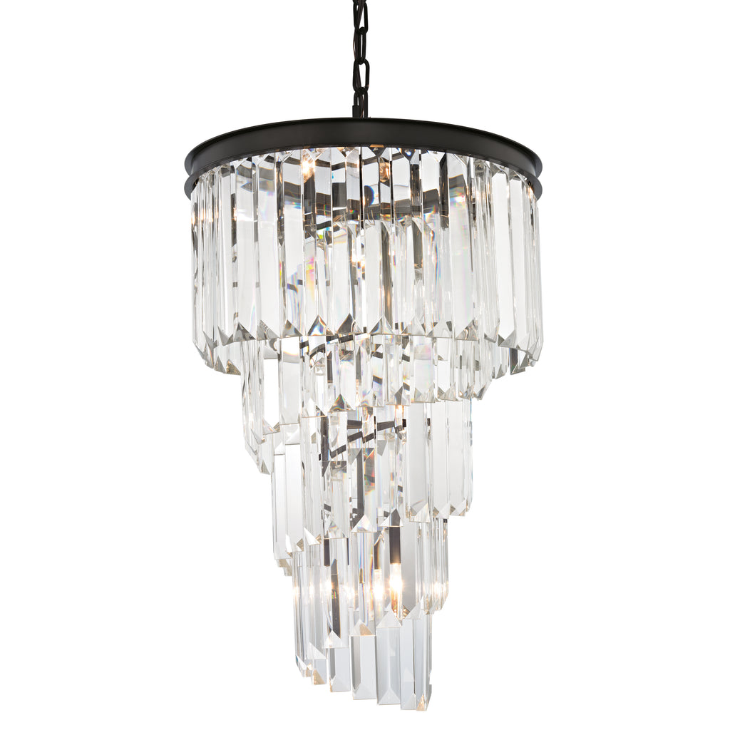 Palacial tiered K9 crystal chandelier, 16 inch, oil-rubbed bronze