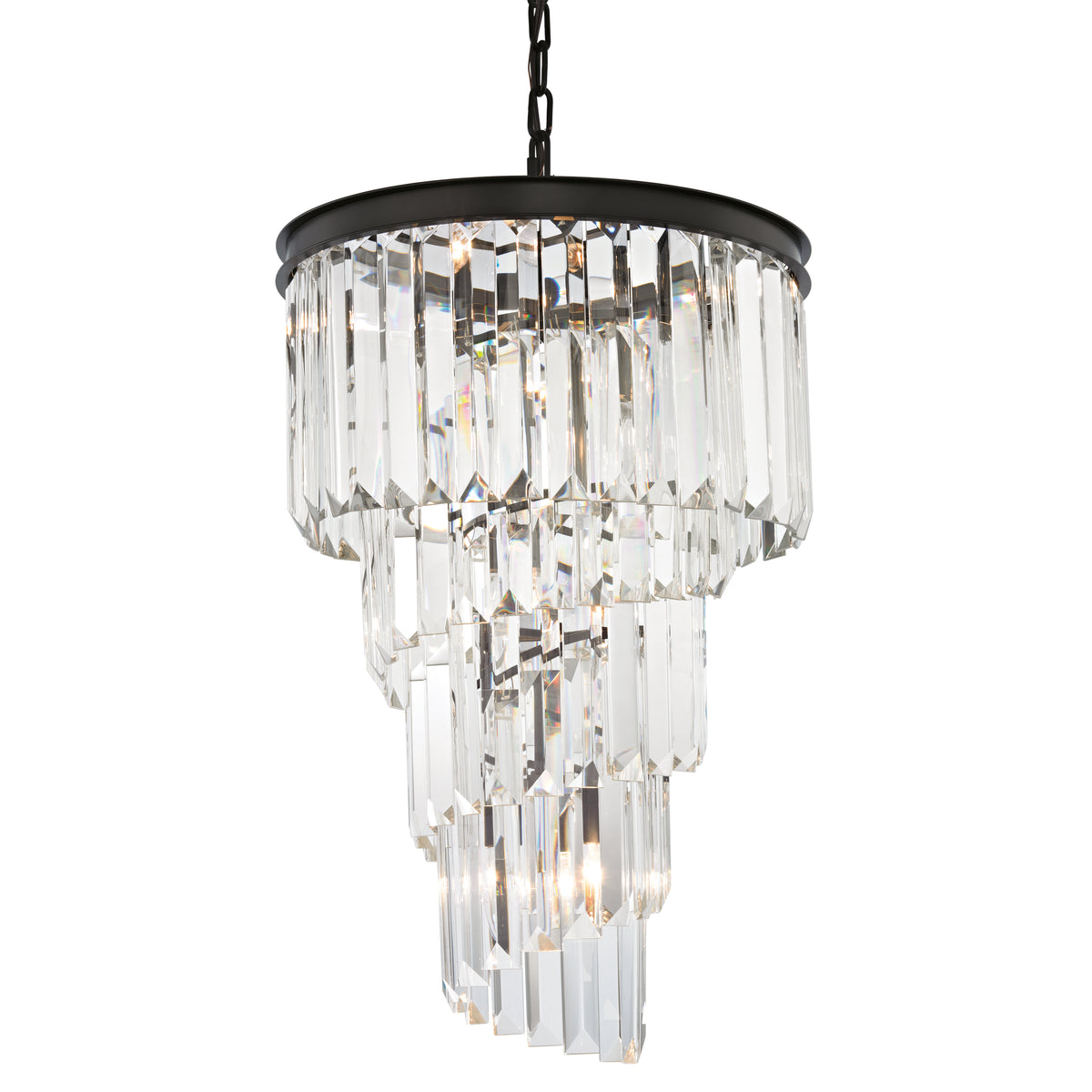 Palacial tiered K9 crystal chandelier, 16 inch, oil-rubbed bronze