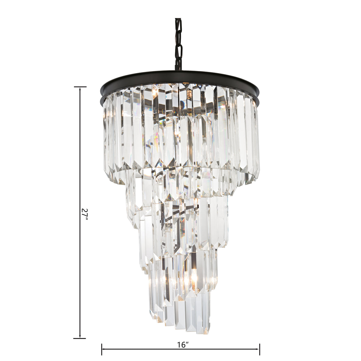 Palacial 16 inch crystal chandelier, detail view