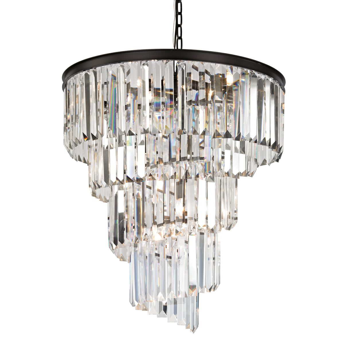 Palacial tiered K9 crystal chandelier, 26 inch, oil-rubbed bronze