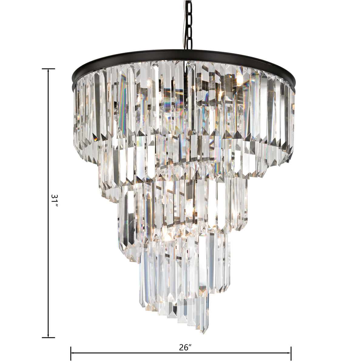 Palacial 26 inch crystal chandelier, detail view