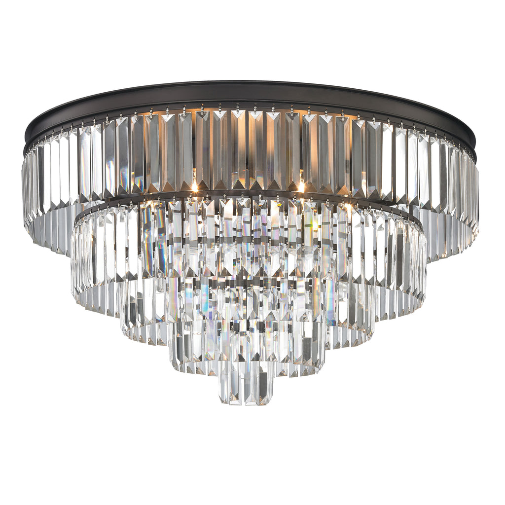 Palacial 31" tiered K9 crystal flush mount in oil-rubbed bronze