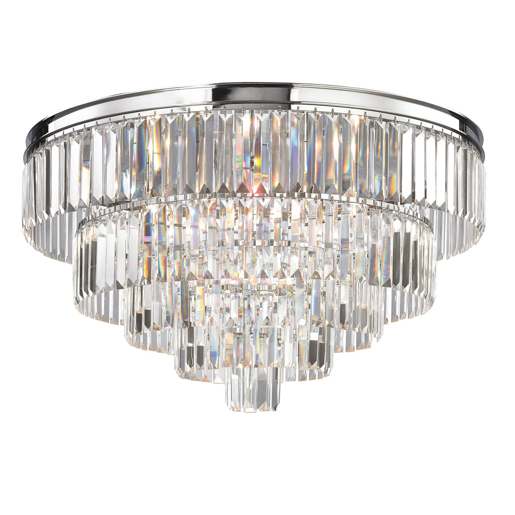 Palacial 31" tiered K9 crystal flush mount in polished chrome