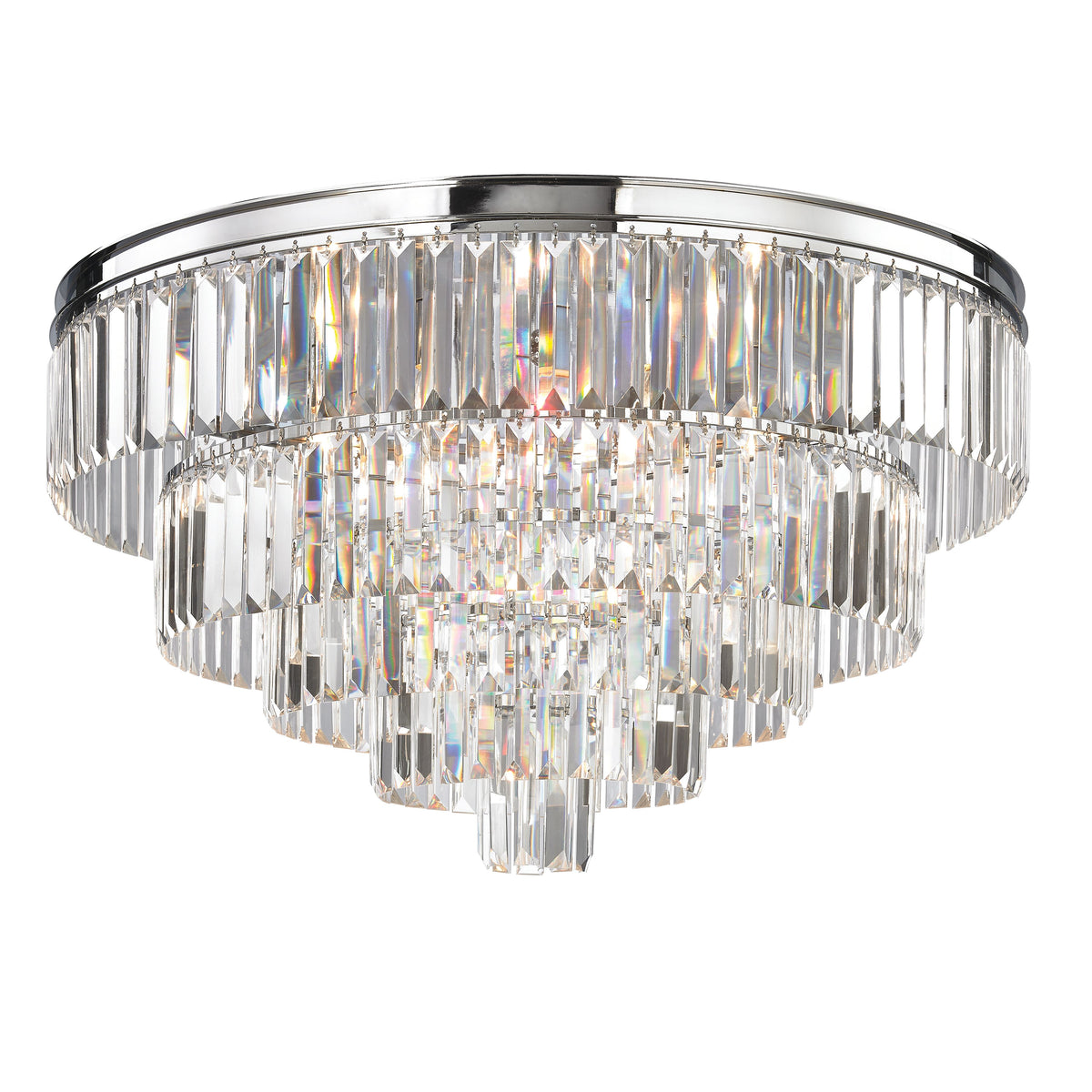 Palacial 31" tiered K9 crystal flush mount in polished chrome