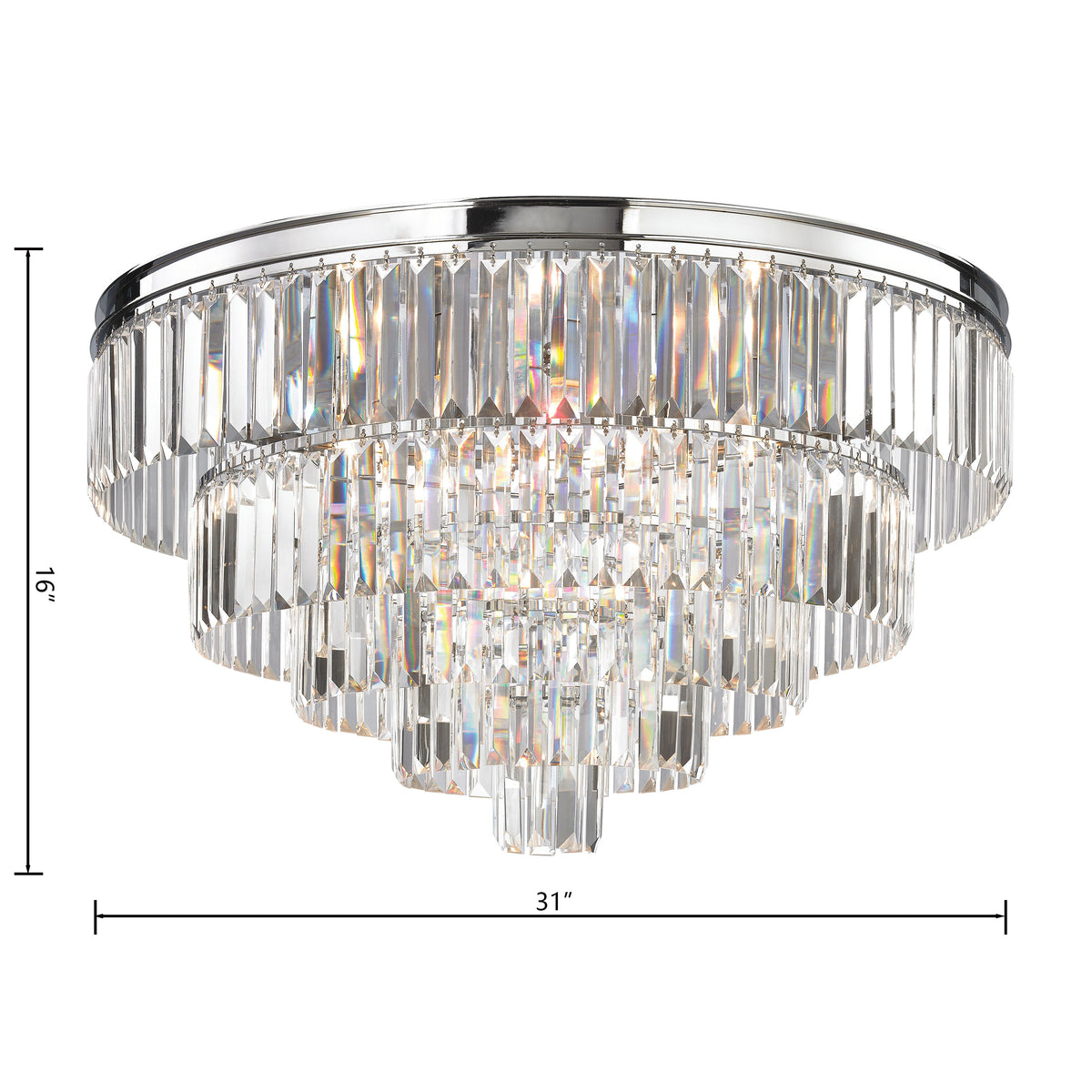 Palacial 31" crystal flush mount, polished chrome, detail