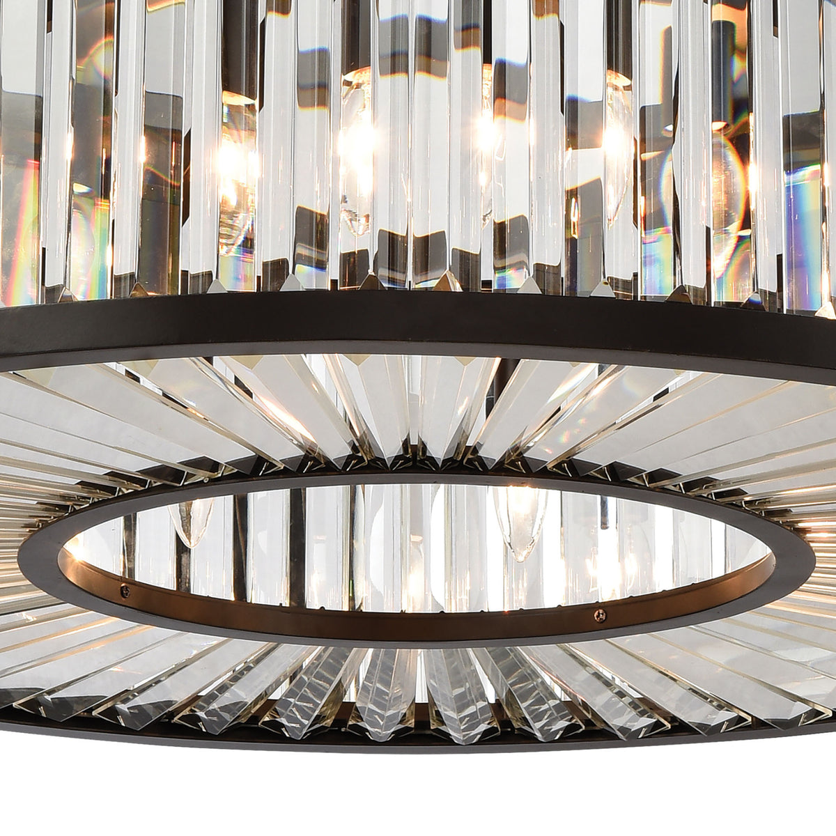 Palacial 35" crystal drum chandelier, oil-rubbed bronze, view 4