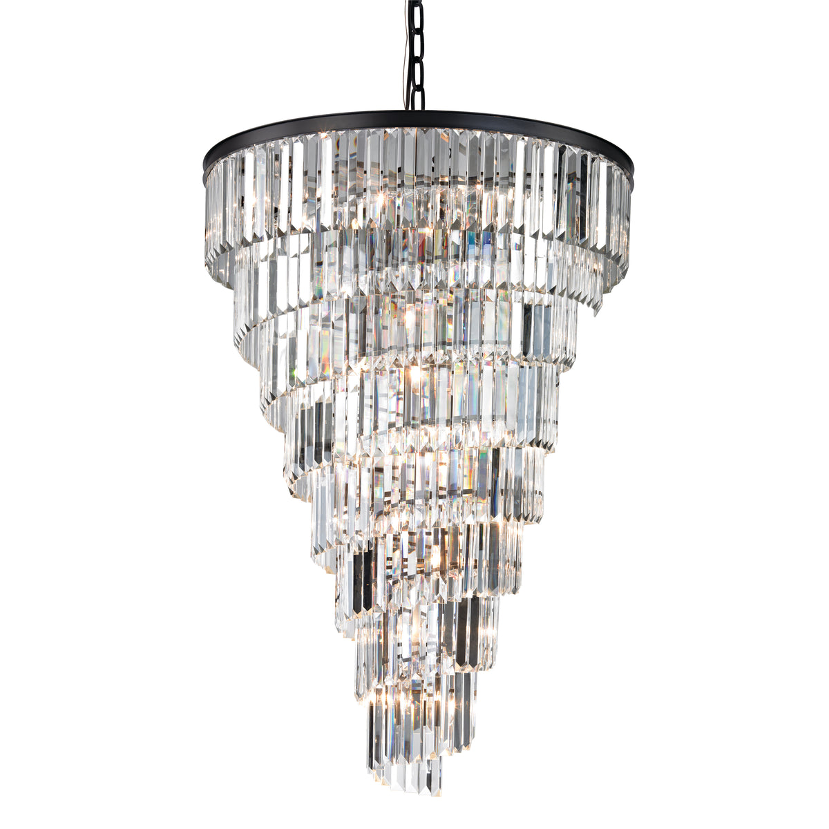 Palacial tiered K9 crystal chandelier in oil-rubbed bronze