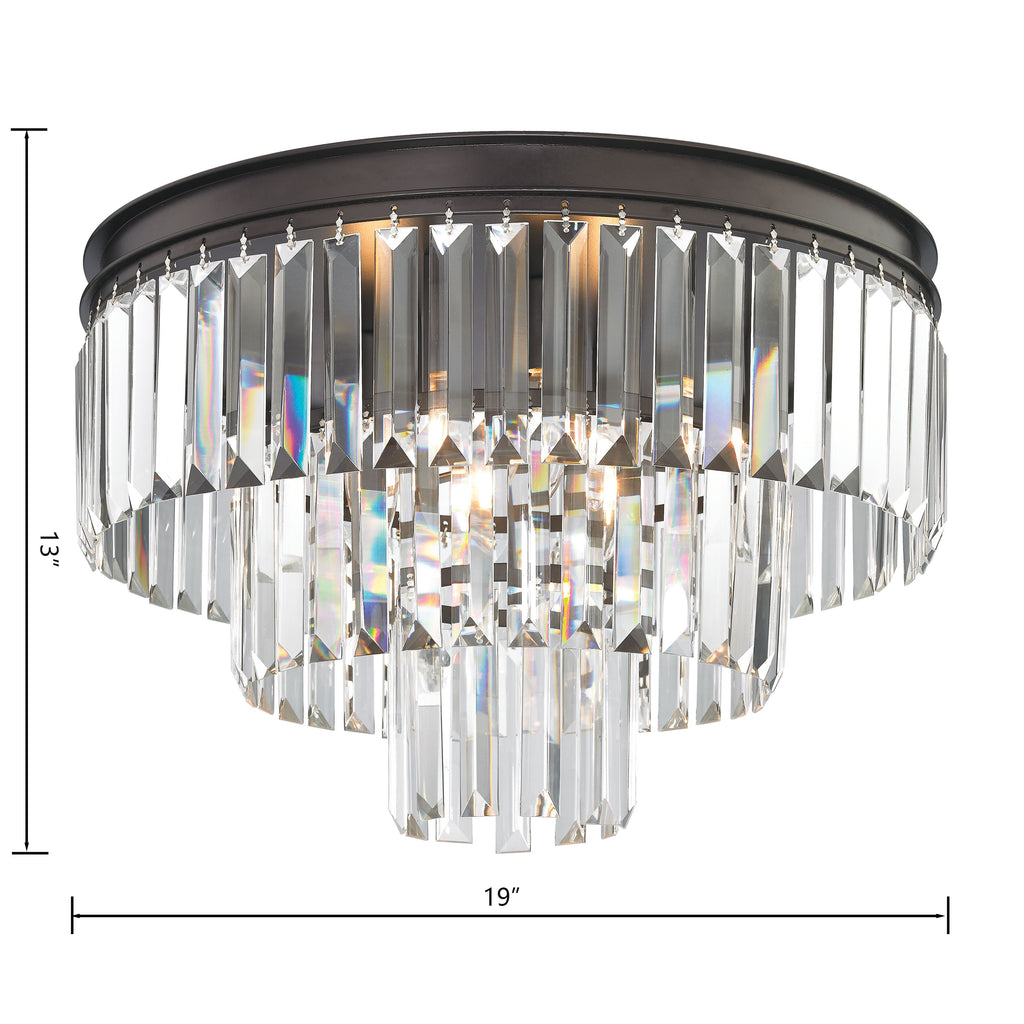 Palacial 19" crystal semi-flush mount, oil-rubbed bronze, detail