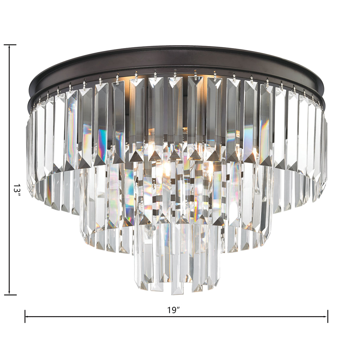 Palacial 19" crystal semi-flush mount, oil-rubbed bronze, detail