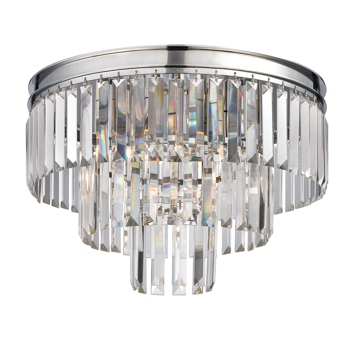 Palacial 19" tiered K9 crystal semi-flush mount in polished chrome